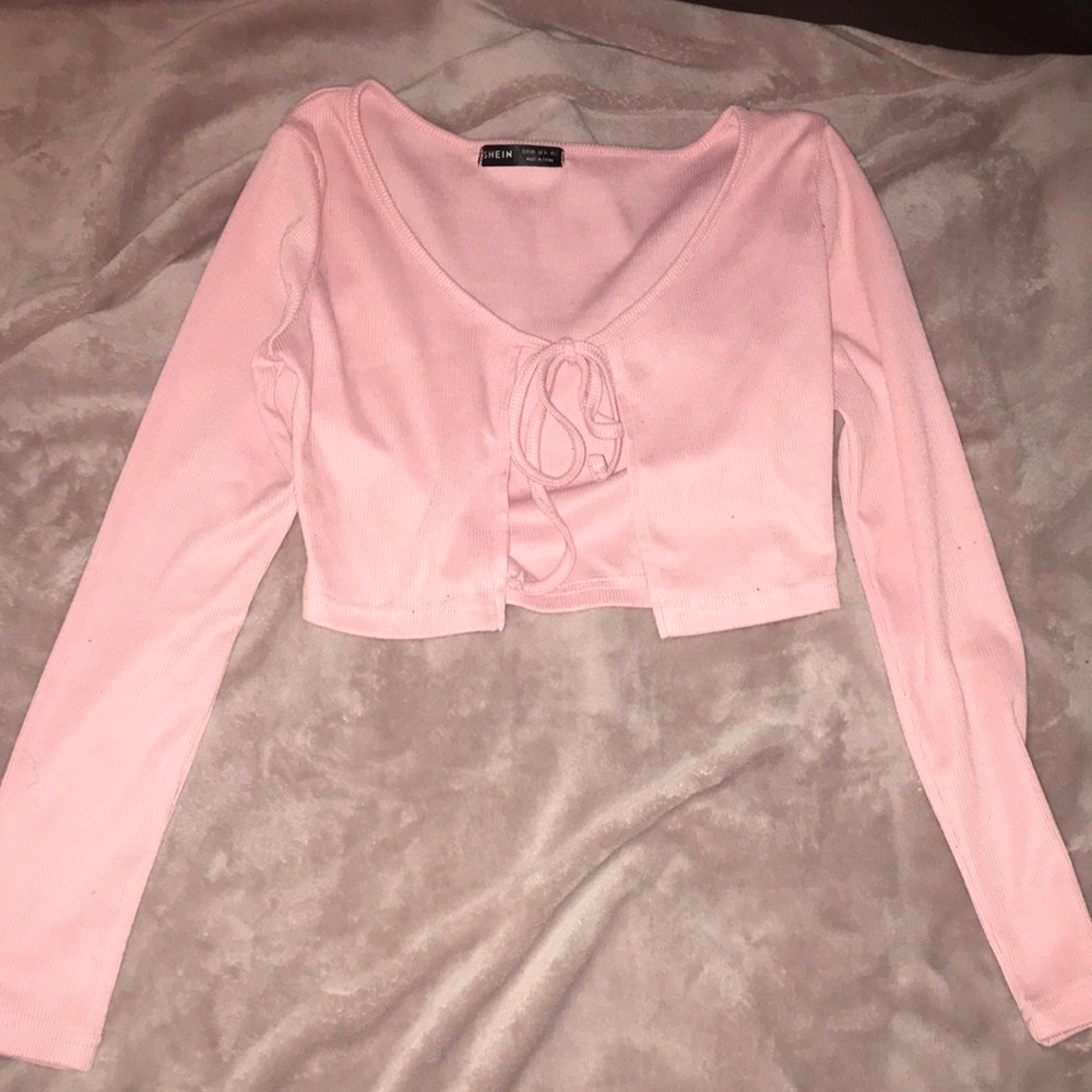 Pink cropped cardigan